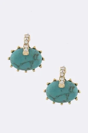 Turquoise Oval Stone Earrings