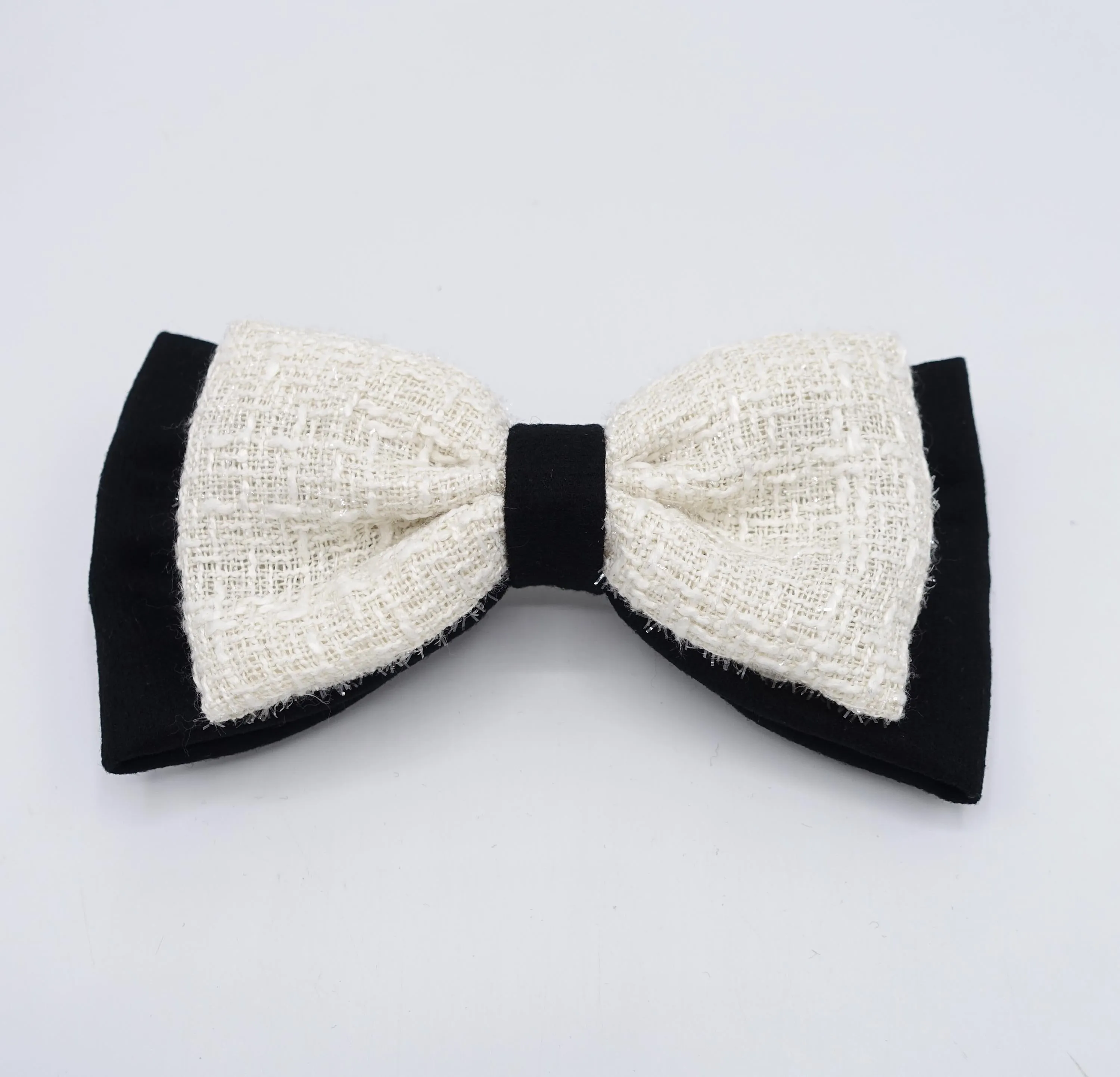 tweed layered hair bow for women