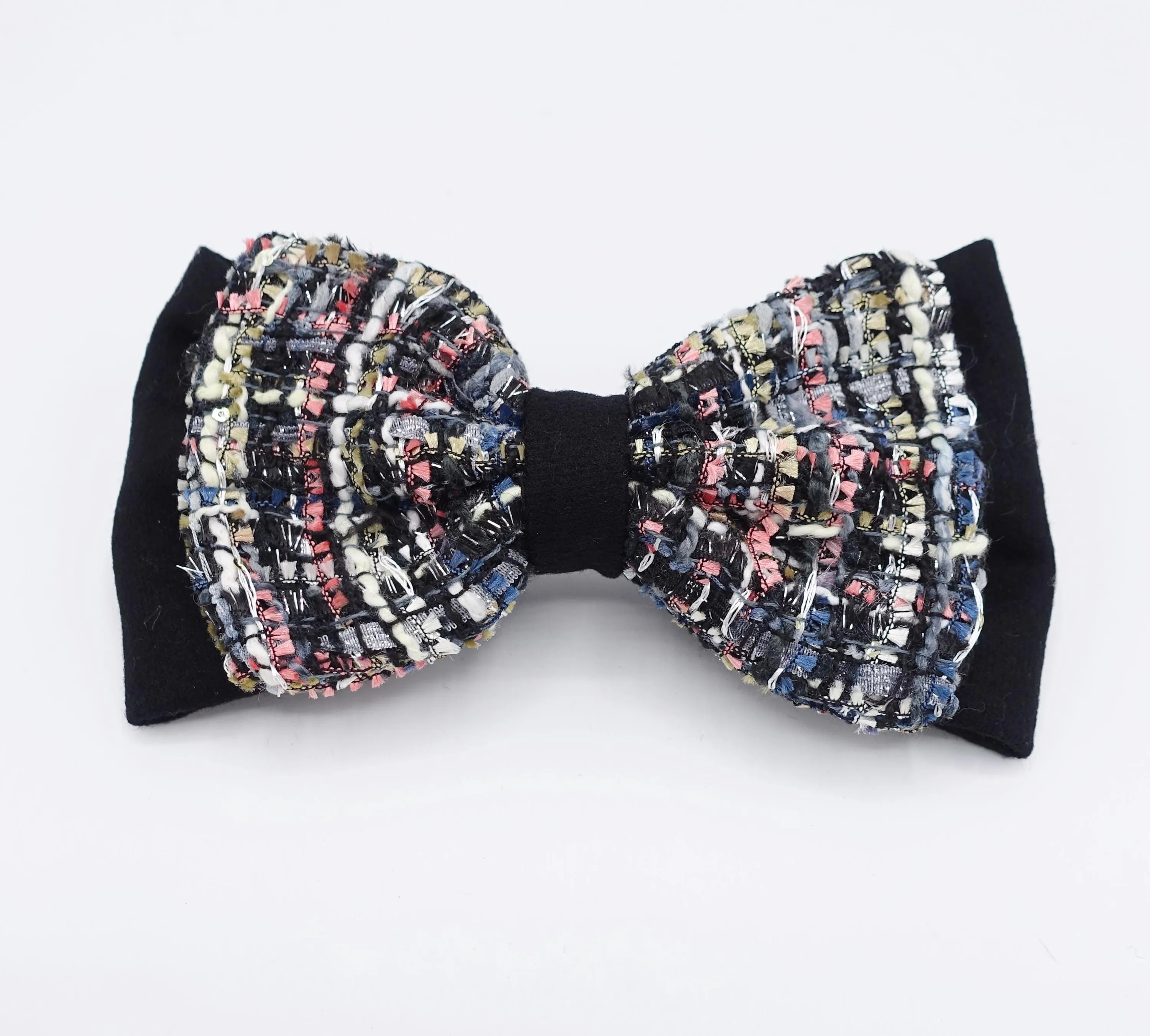 tweed layered hair bow for women