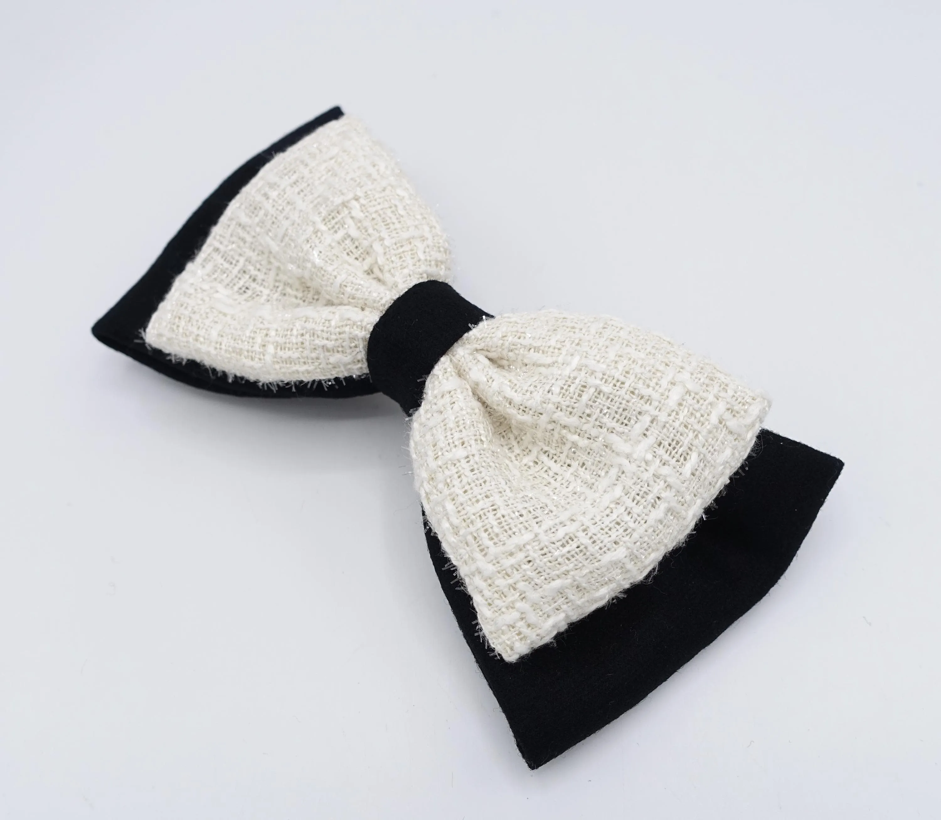 tweed layered hair bow for women