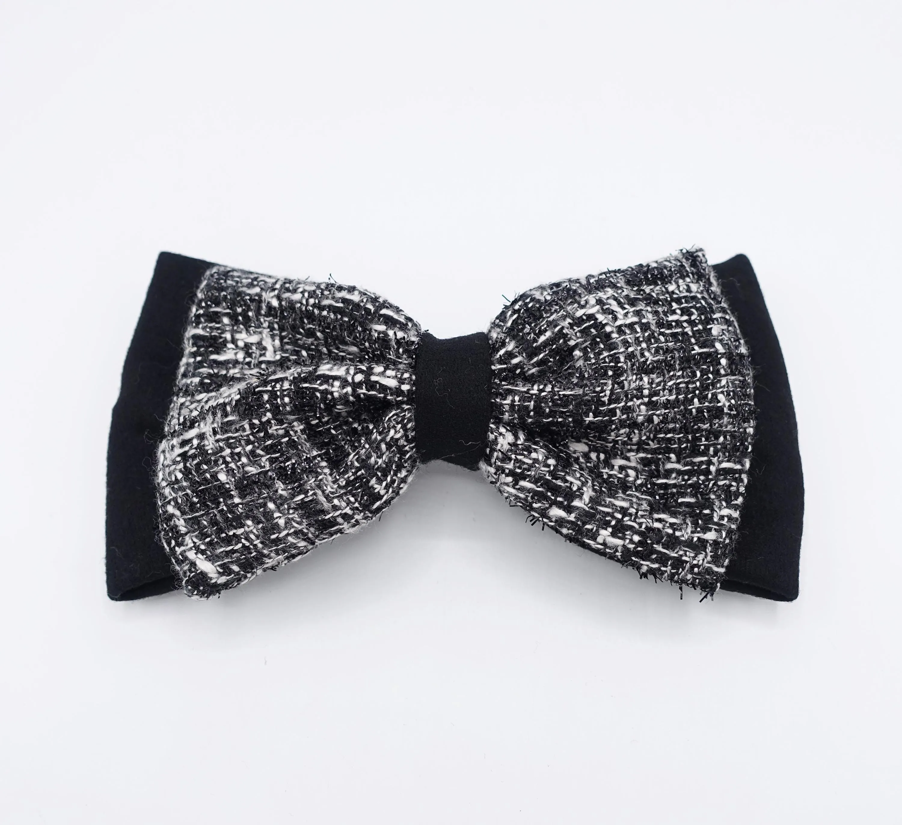 tweed layered hair bow for women