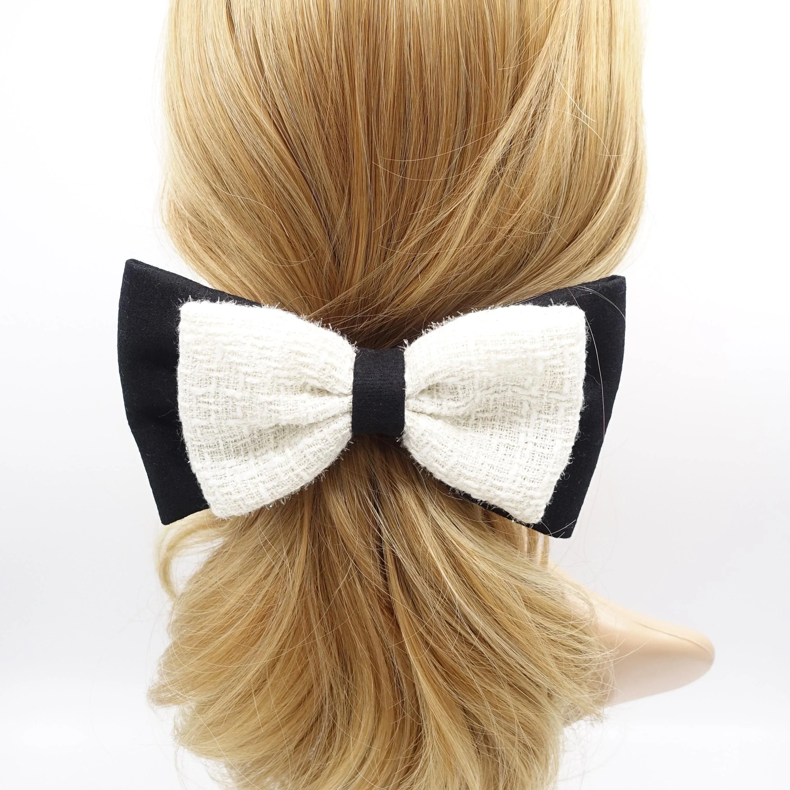 tweed layered hair bow for women