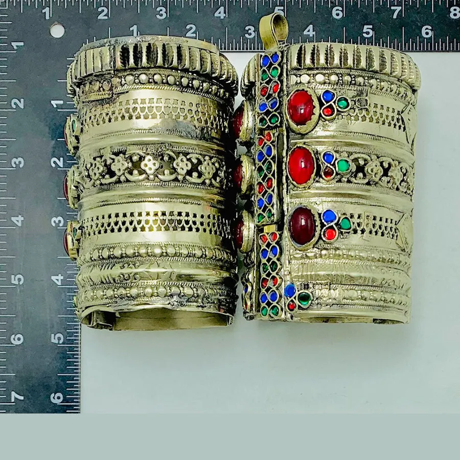 Vintage Boho Massive Cuff With Glass Stones