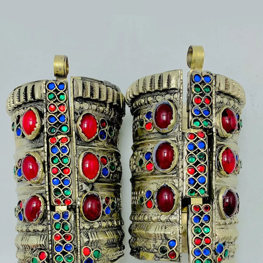 Vintage Boho Massive Cuff With Glass Stones