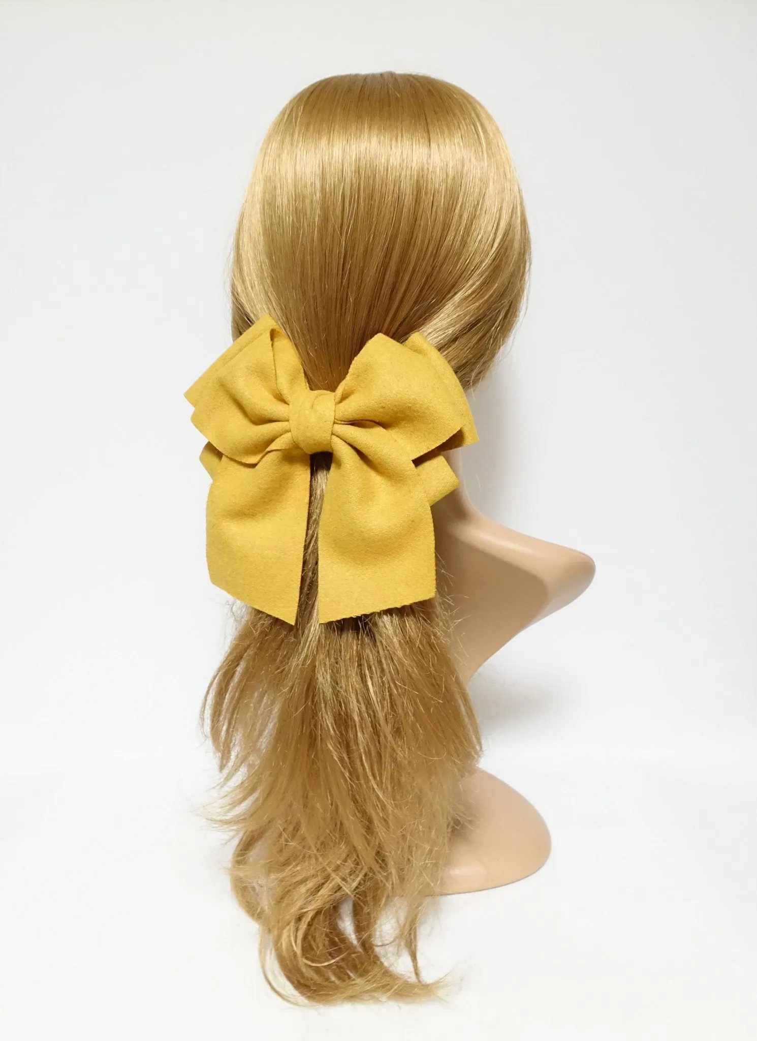 woolen layered bow V style tail hair bow french barrette for women