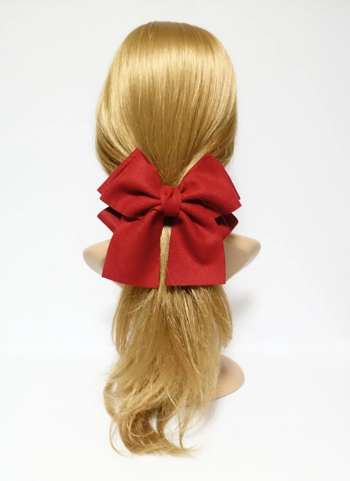 woolen layered bow V style tail hair bow french barrette for women