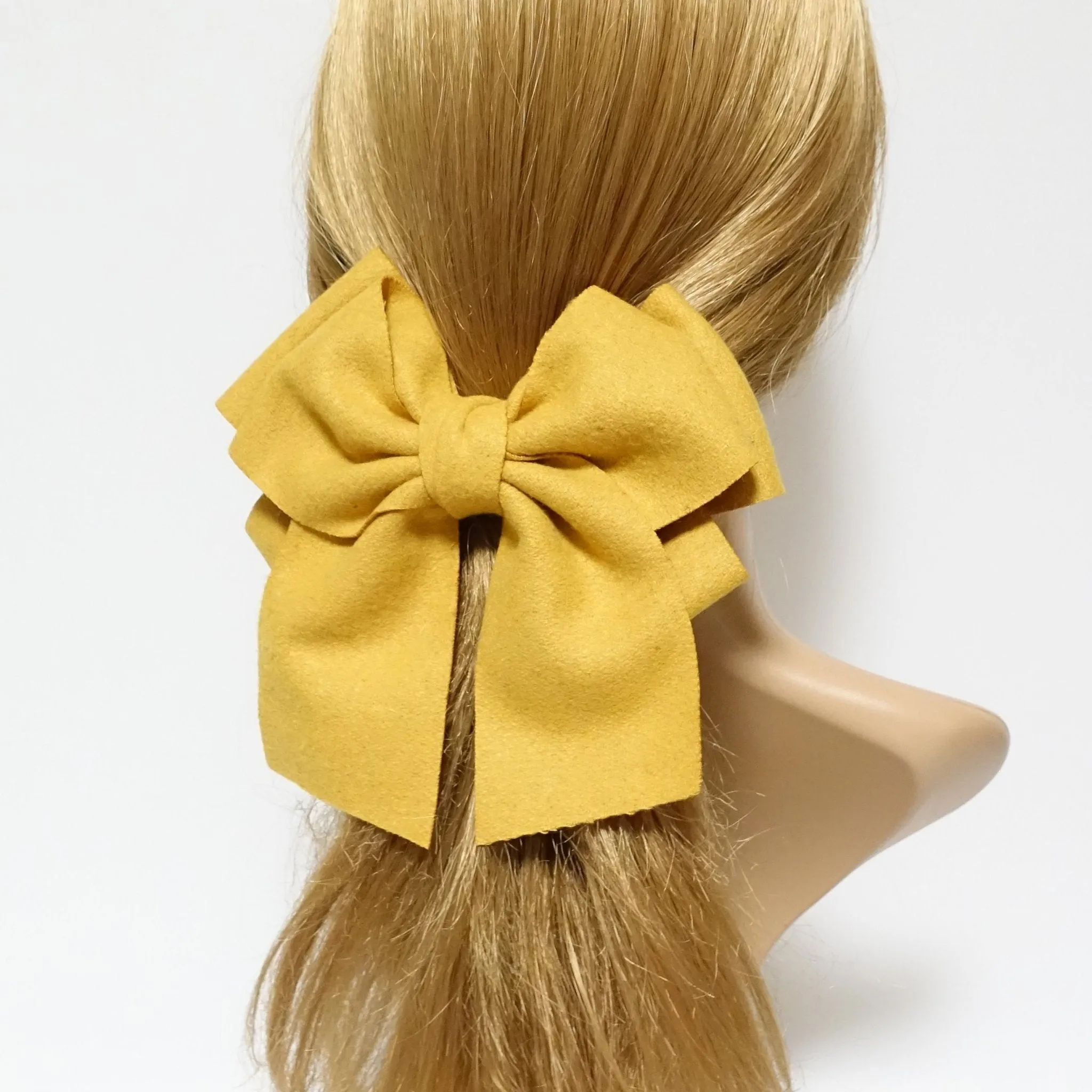 woolen layered bow V style tail hair bow french barrette for women