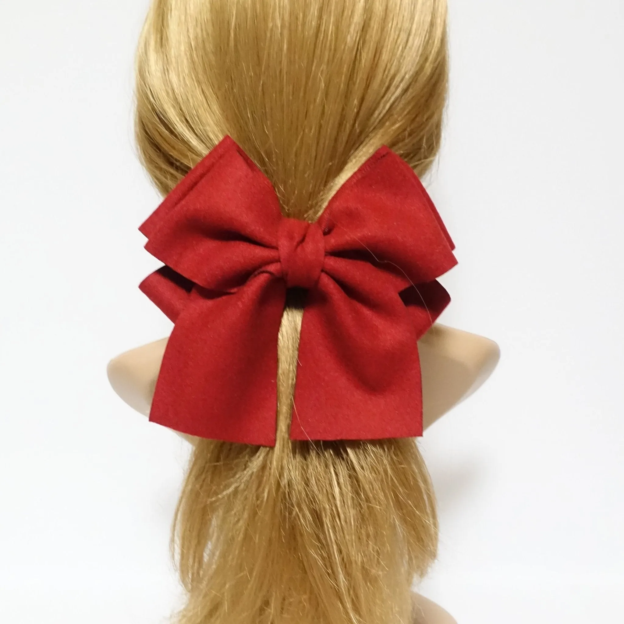 woolen layered bow V style tail hair bow french barrette for women