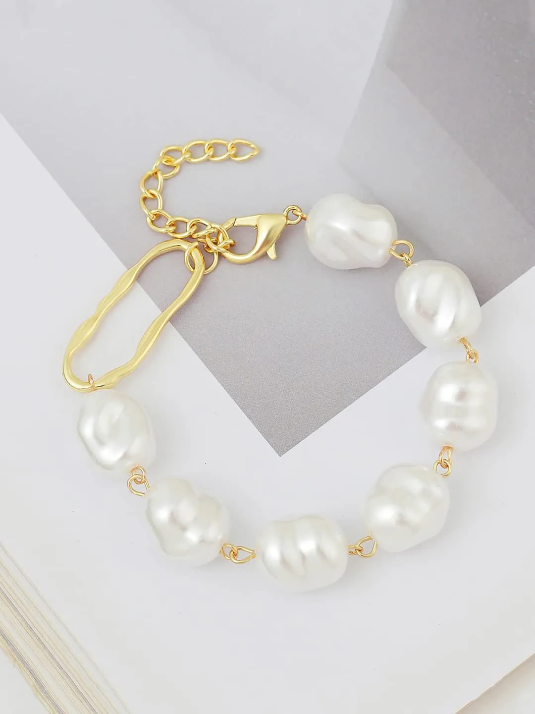 Yellow Chimes Bracelet for Women and Pearl Bracelets Girls | Gold Tone White Color Pearls Bracelet | Birthday Gift For girls and women Anniversary Gift for Wife