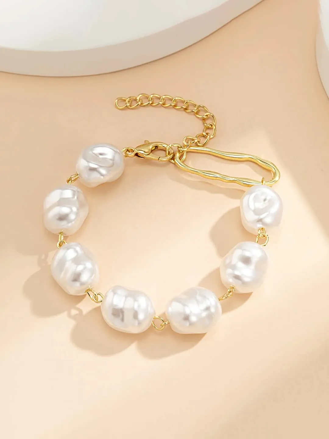 Yellow Chimes Bracelet for Women and Pearl Bracelets Girls | Gold Tone White Color Pearls Bracelet | Birthday Gift For girls and women Anniversary Gift for Wife