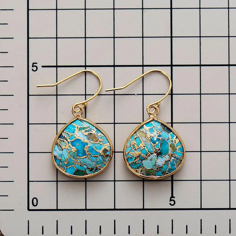 Yibirmanha Turquoise Gold Drop Earrings